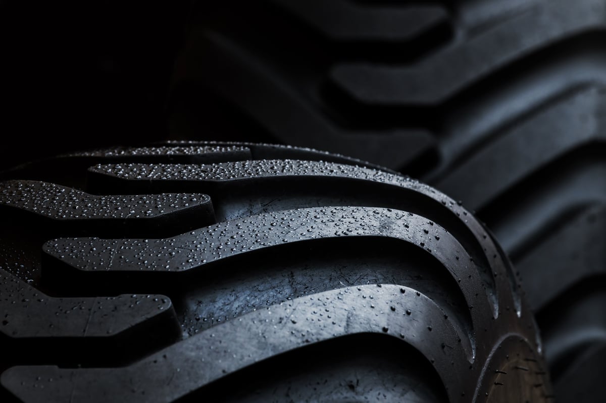 Close-up of a tire tread pattern